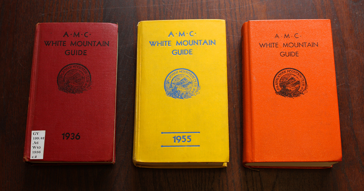 Courtesy of AMC Library & Archives White Mountain Guide covers kept to a simple motif for a few decades.