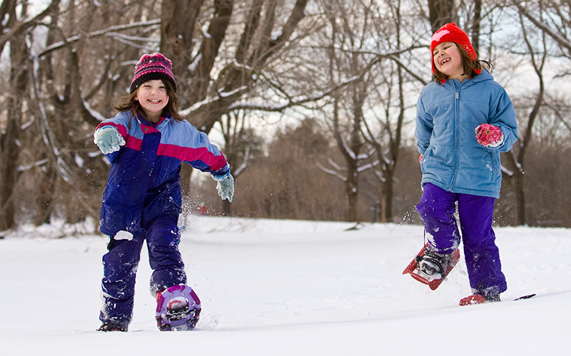For a first-ever snowshoe with kids