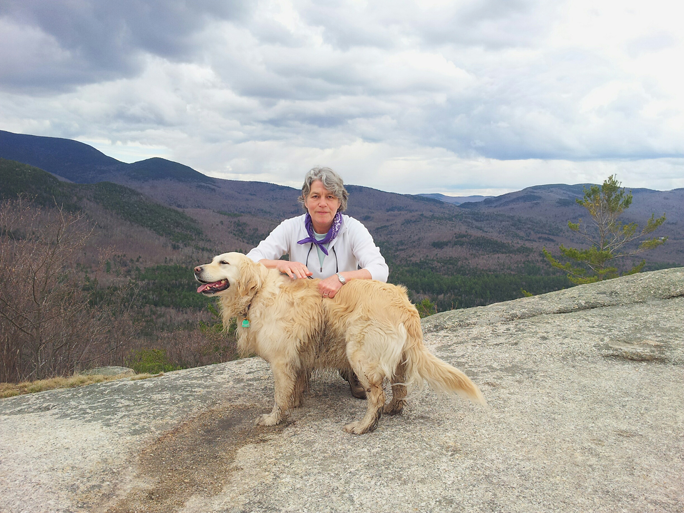 Susan Arnold hiking with her dog Lolla
