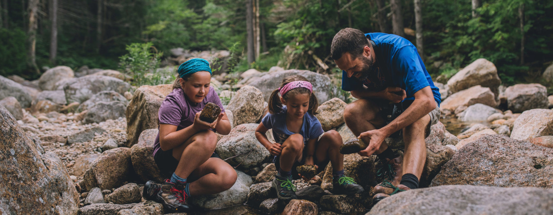 August 12, 2019. White Mountain National Forest, New Hampshire-- An AMC Family Adventure program. Photo Paula Champagne.