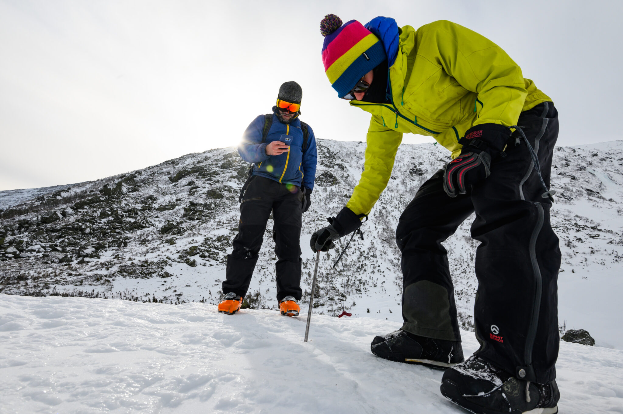 Joe Klementovich Citizen scientists measure snow depth during a day in the backcountry.